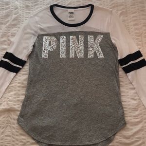 VS PINK baseball style long sleeve shirt